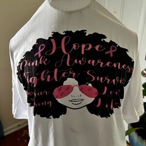 Port and Company White Tee with Pink and Black Design